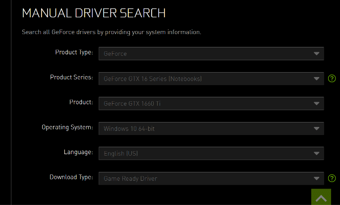 Manual Driver Search Option